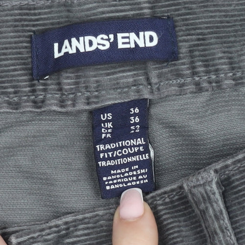 Lands' End Men's Grey Corduroy Trousers Size 36 Traditional Fit