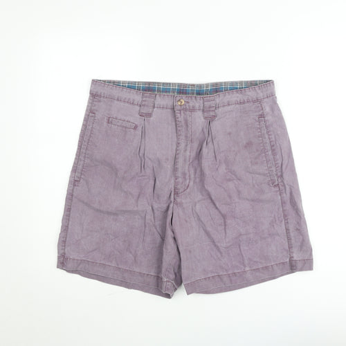Marks and Spencer Men's Purple Chino Shorts 36in Cotton Pleated