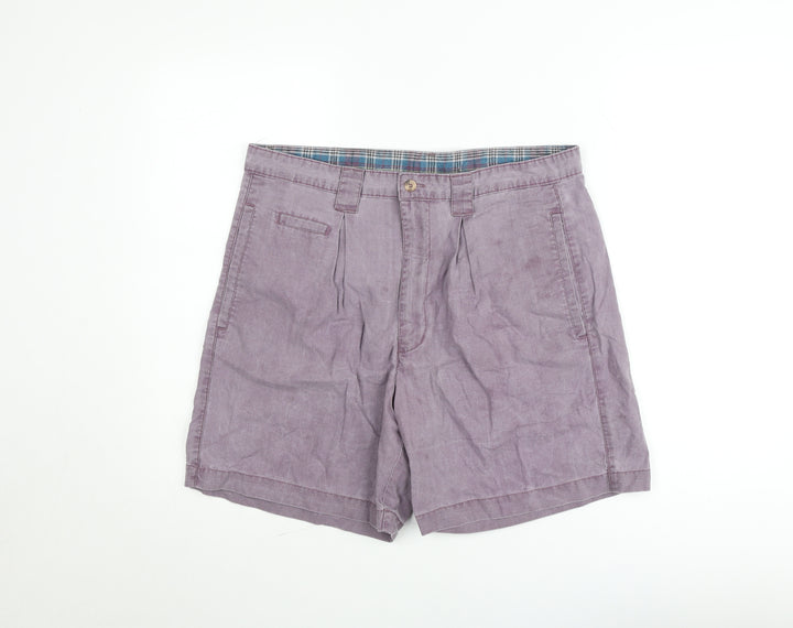 Marks and Spencer Men's Purple Chino Shorts 36in Cotton Pleated