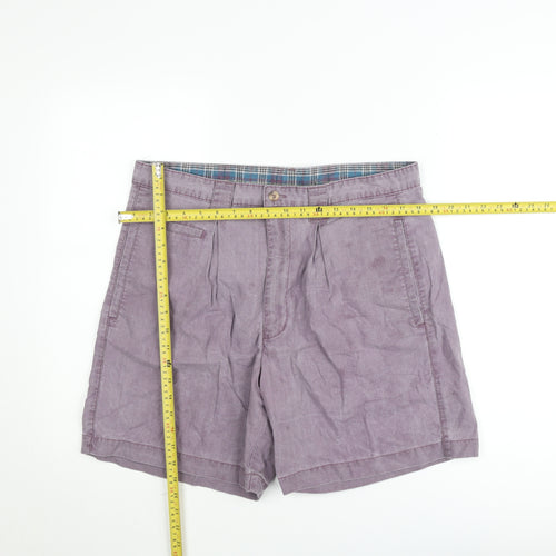Marks and Spencer Men's Purple Chino Shorts 36in Cotton Pleated