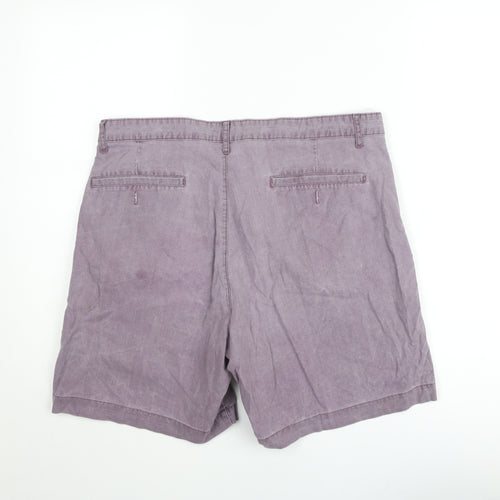 Marks and Spencer Men's Purple Chino Shorts 36in Cotton Pleated