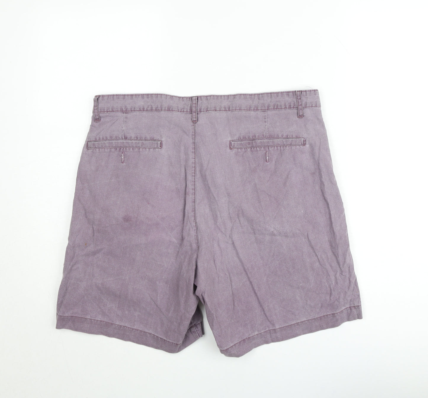 Marks and Spencer Men's Purple Chino Shorts 36in Cotton Pleated