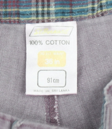 Marks and Spencer Men's Purple Chino Shorts 36in Cotton Pleated