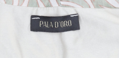 Pala D’Oro Women’s Beige Geometric Zip Tunic Blouse Size L