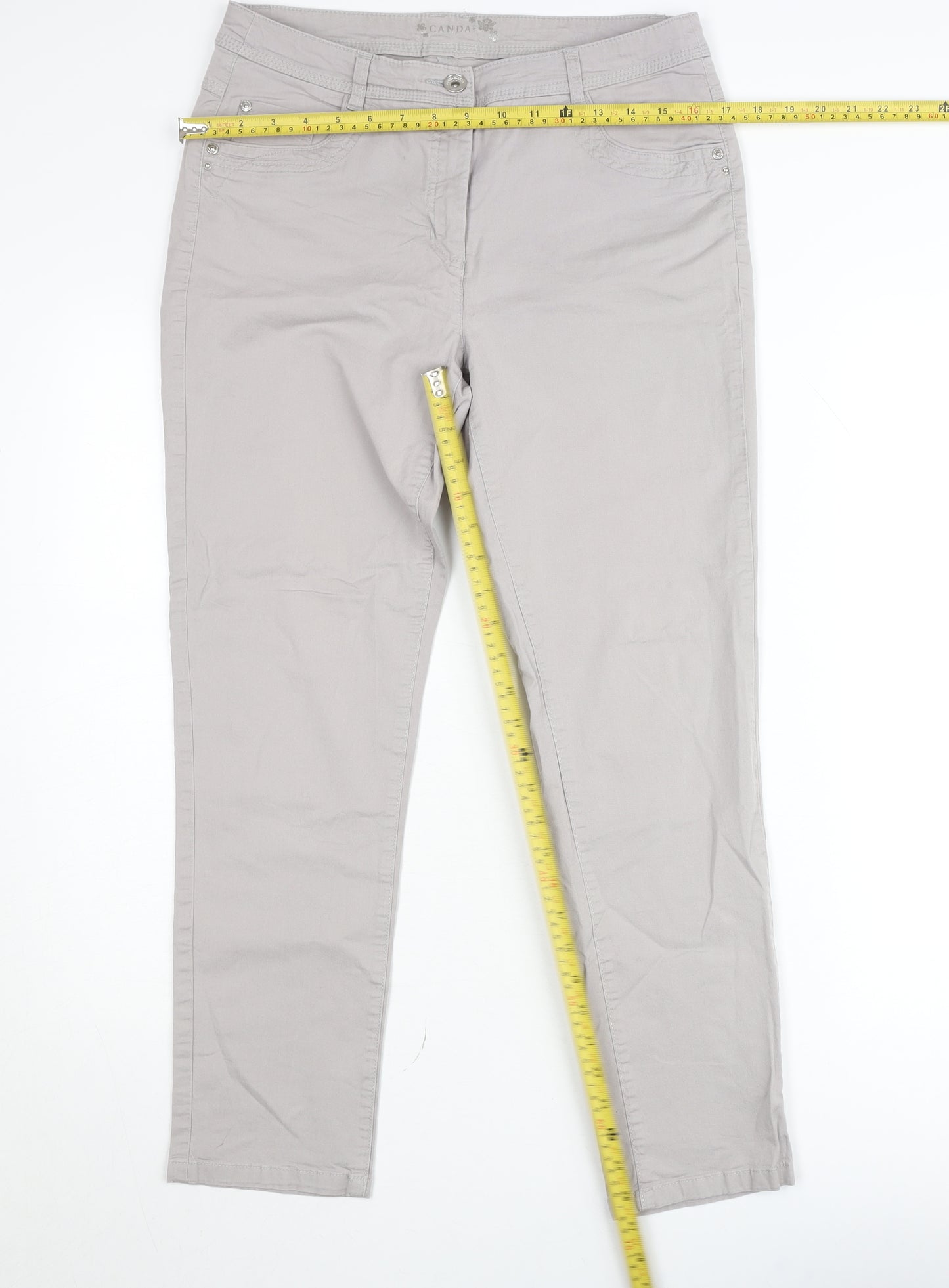 Canda Women's Beige Straight Leg Jeans Size 14 Regular Fit