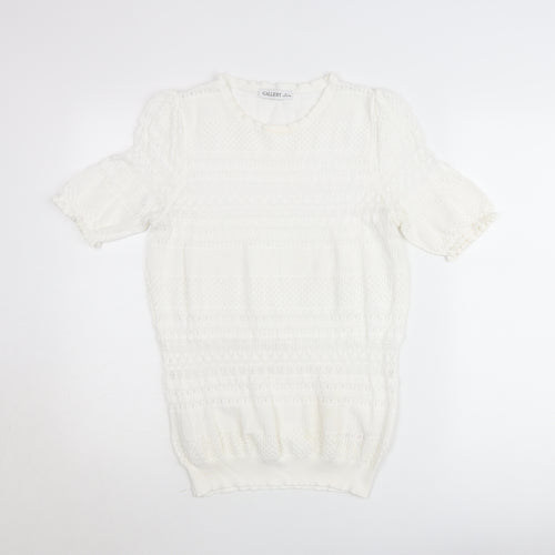 Gallery Women’s White Knit Short Sleeve Blouse Size L