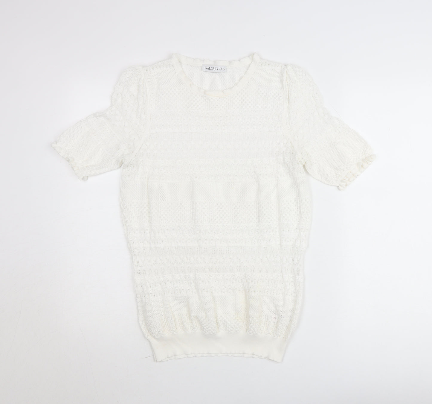 Gallery Women’s White Knit Short Sleeve Blouse Size L
