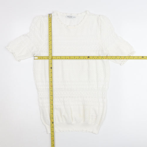 Gallery Women’s White Knit Short Sleeve Blouse Size L