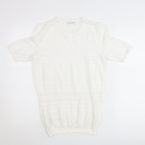 Gallery Women’s White Knit Short Sleeve Blouse Size L