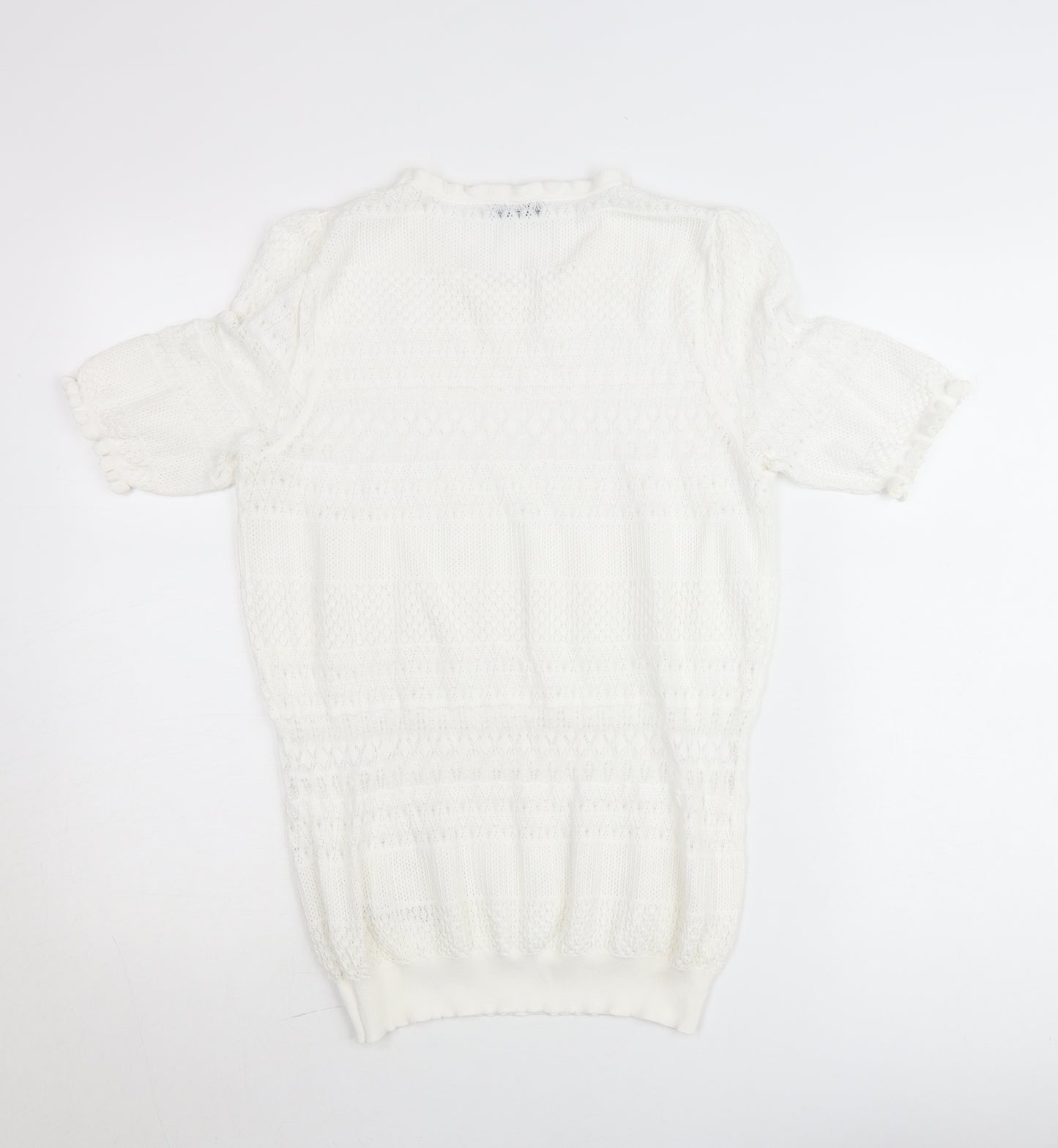 Gallery Women’s White Knit Short Sleeve Blouse Size L