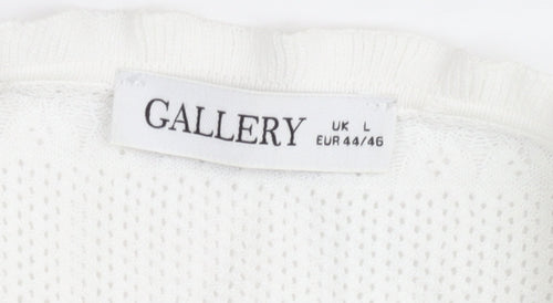 Gallery Women’s White Knit Short Sleeve Blouse Size L
