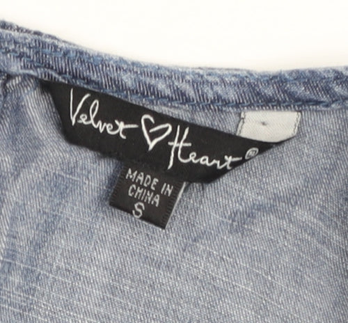Velvet Heart Women's Blue Chambray Sleeveless Shift Dress Size S