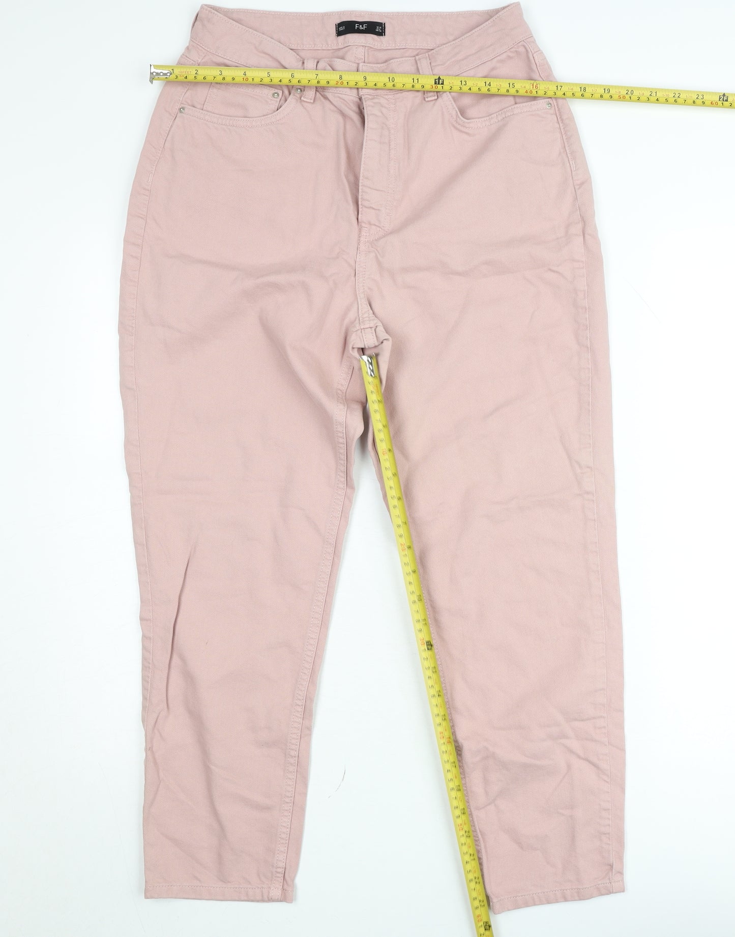 F&F Women's Pink High Rise Tapered Jeans Size 12