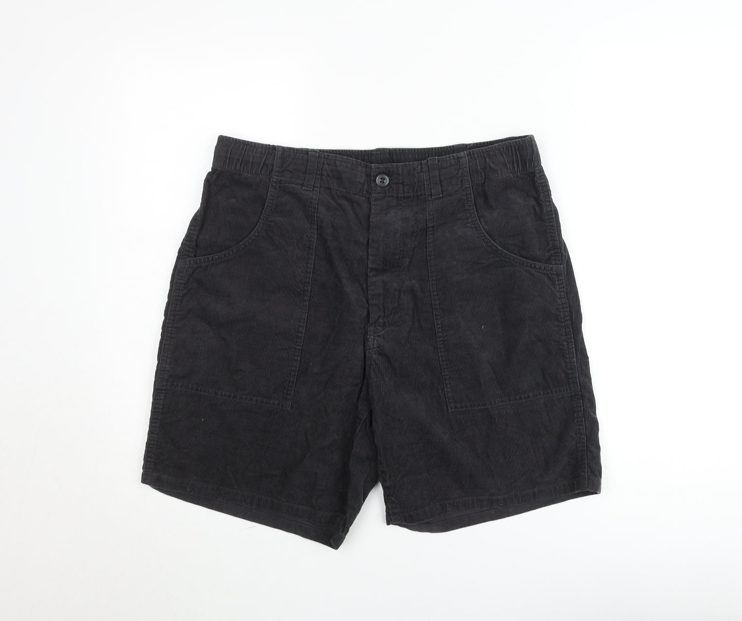 Uniqlo Men's Black Corduroy Shorts 30in Waist Elastic Waist Casual Style