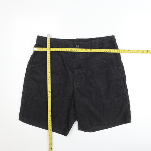 Uniqlo Men's Black Corduroy Shorts 30in Waist Elastic Waist Casual Style