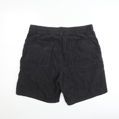 Uniqlo Men's Black Corduroy Shorts 30in Waist Elastic Waist Casual Style