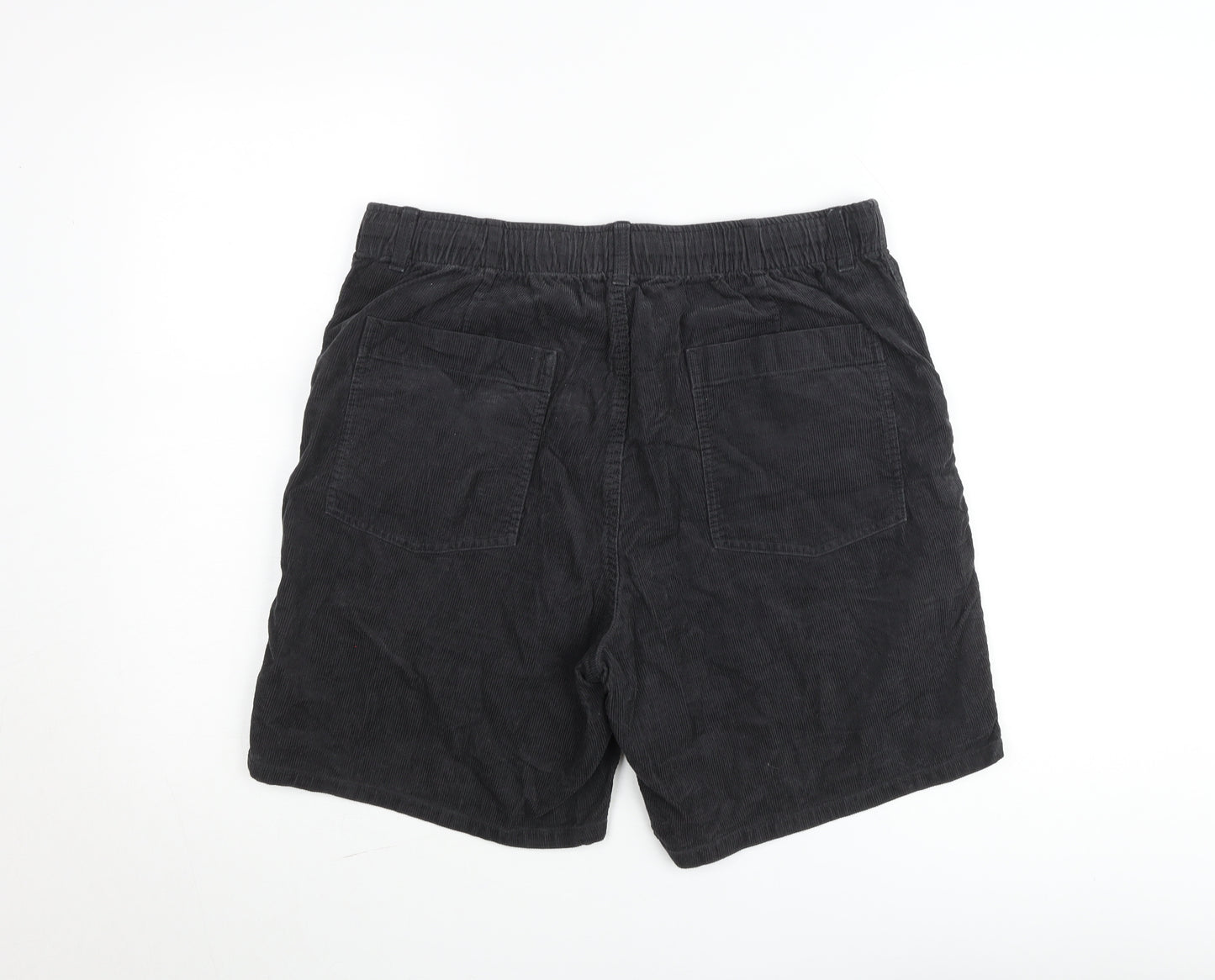 Uniqlo Men's Black Corduroy Shorts 30in Waist Elastic Waist Casual Style