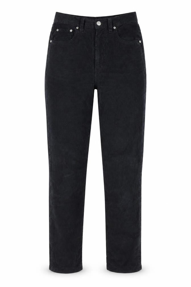 Front view of Vanilla Teens Black Corduroy High Rise Trousers, size 14