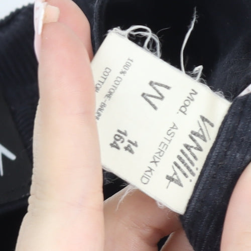 Vanilla Teens Black Corduroy High Rise Trousers Size 14