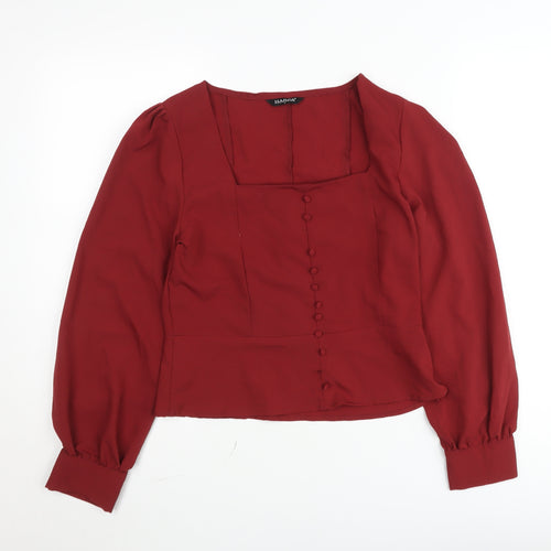 Harpa Women's Red Long Sleeve Button Blouse Size L