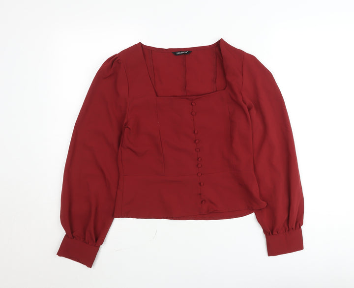 Harpa Women's Red Long Sleeve Button Blouse Size L