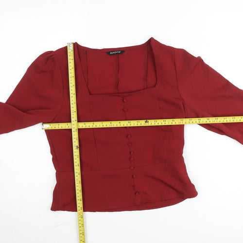Harpa Women's Red Long Sleeve Button Blouse Size L