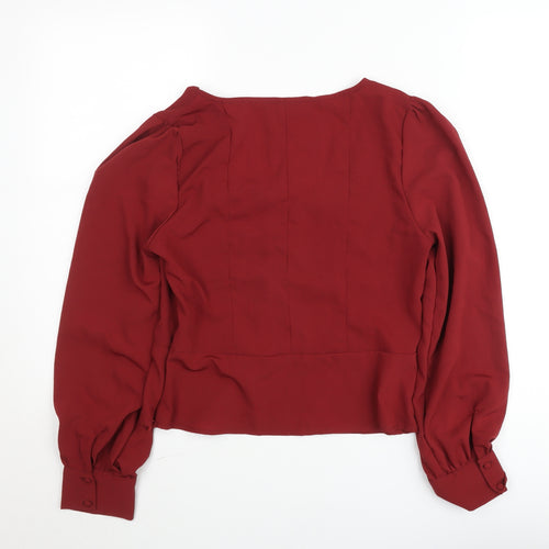 Harpa Women's Red Long Sleeve Button Blouse Size L