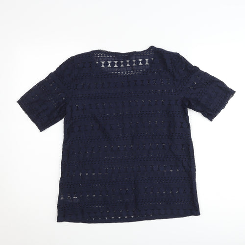 Dunnes Women Navy Blue Lace Short Sleeve Blouse Size 10