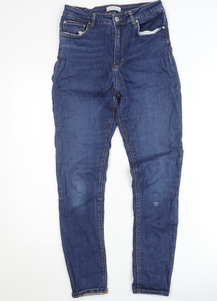 Zara Woman Blue Skinny High Rise Jeans UK 10 Womens Denim