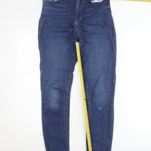 Zara Woman Blue Skinny High Rise Jeans UK 10 Womens Denim