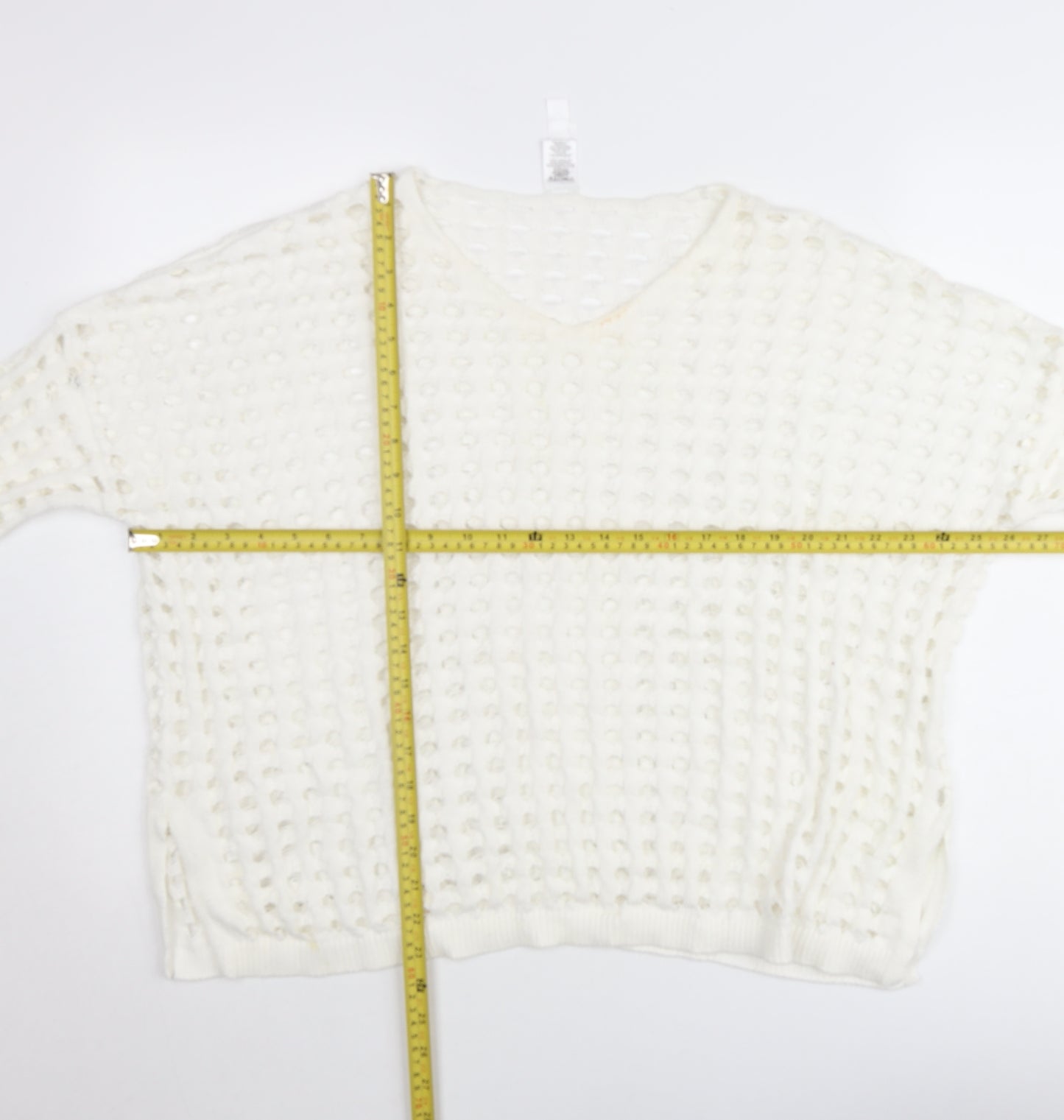 Wynne Layers Womens White PL V-Neck Open-Knit Jumper