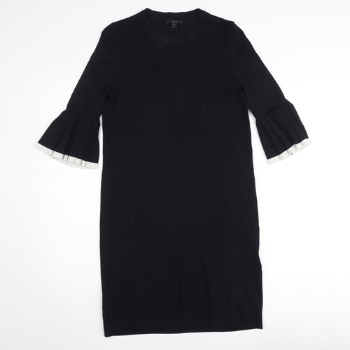 COS Women Black XS Shift Dress with Pleated 3/4 Sleeves