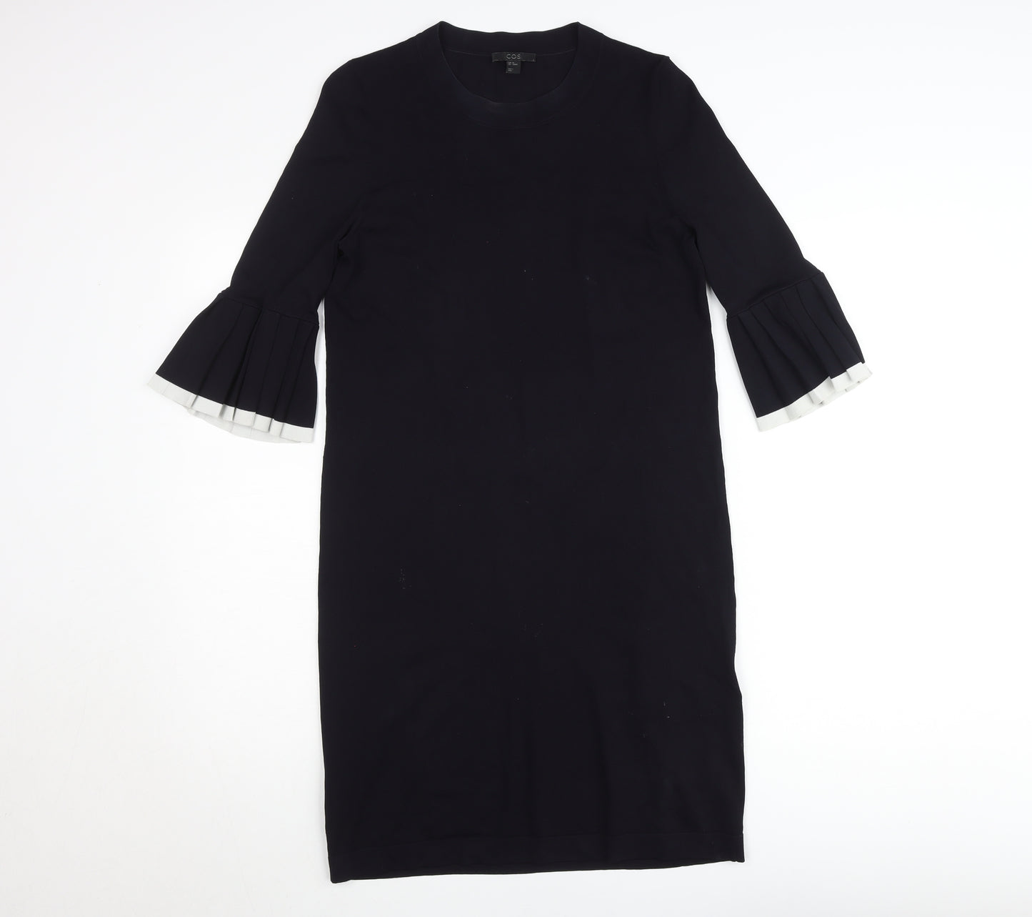 COS Women Black XS Shift Dress with Pleated 3/4 Sleeves