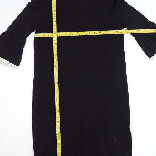 COS Women Black XS Shift Dress with Pleated 3/4 Sleeves