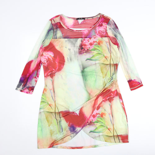 Yest Women’s Multicoloured Floral Sheath Dress L 3/4 Sleeve Mesh