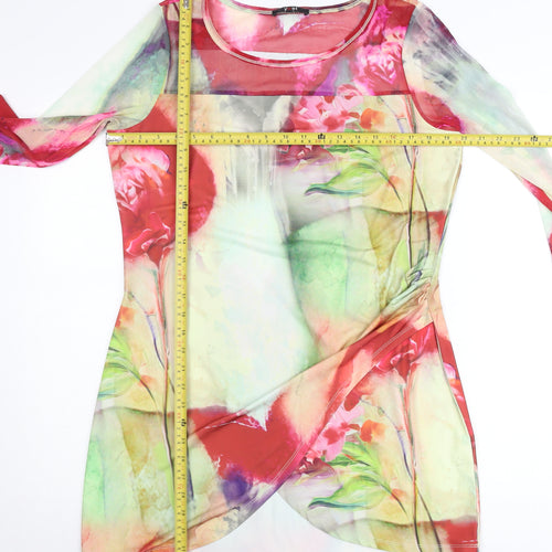 Yest Women’s Multicoloured Floral Sheath Dress L 3/4 Sleeve Mesh