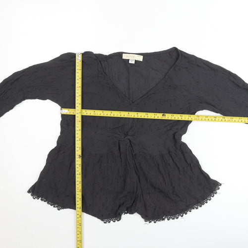 Olivia Women's Black Long Sleeve V-Neck Tunic Blouse UK 10