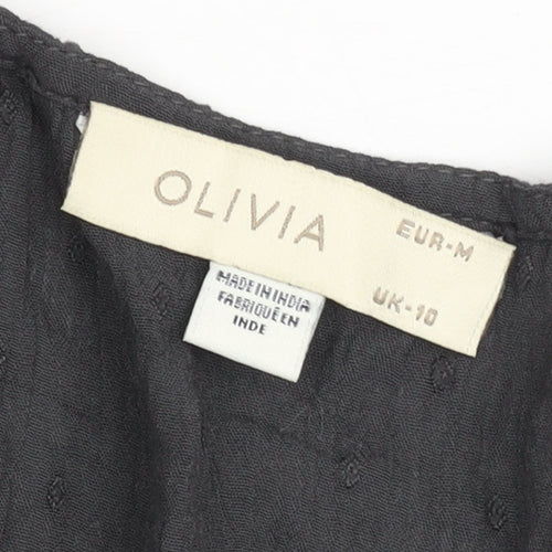 Olivia Women's Black Long Sleeve V-Neck Tunic Blouse UK 10