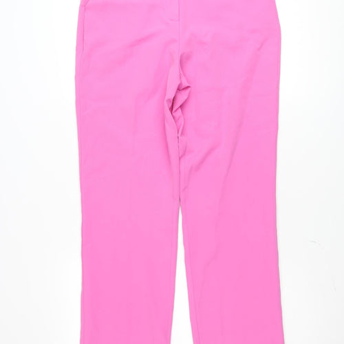 Vila Womens Pink Straight Leg Crepe Stretch Trousers Size 10