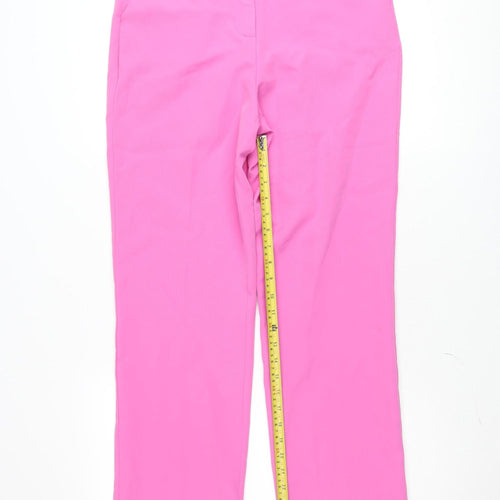 Vila Womens Pink Straight Leg Crepe Stretch Trousers Size 10