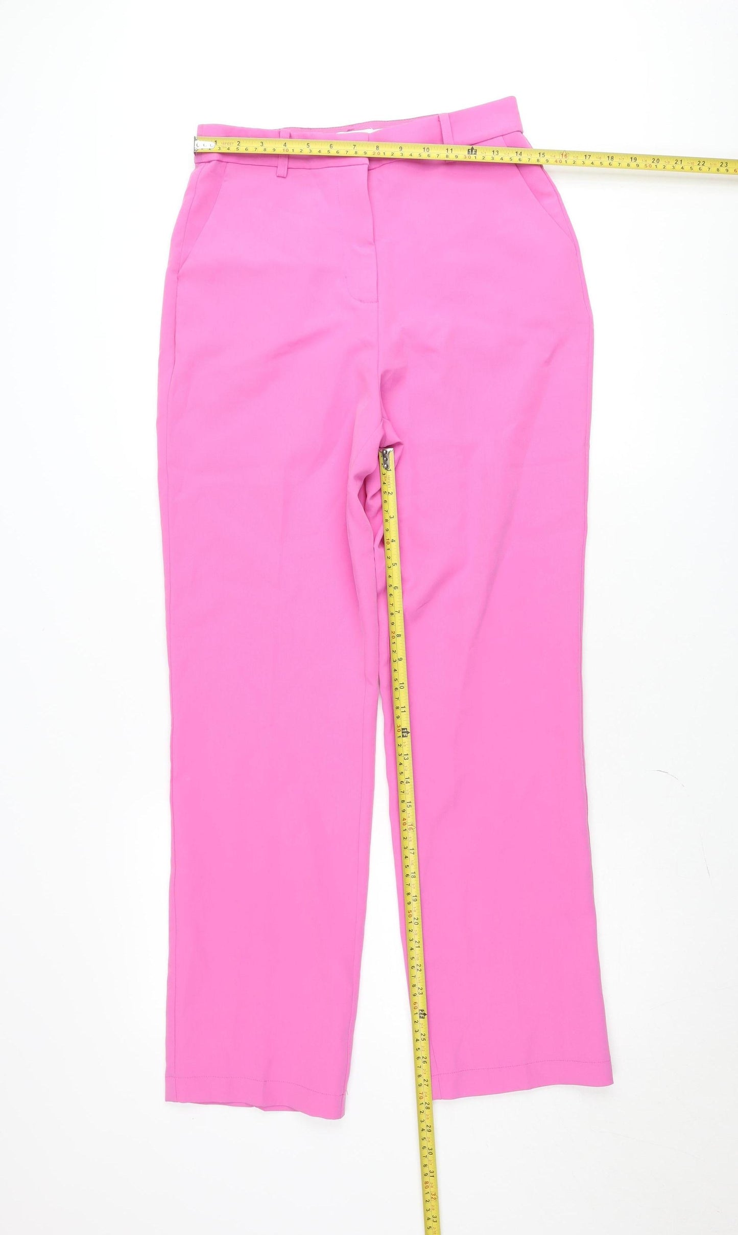 Vila Womens Pink Straight Leg Crepe Stretch Trousers Size 10