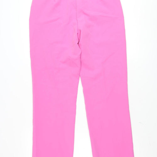 Vila Womens Pink Straight Leg Crepe Stretch Trousers Size 10