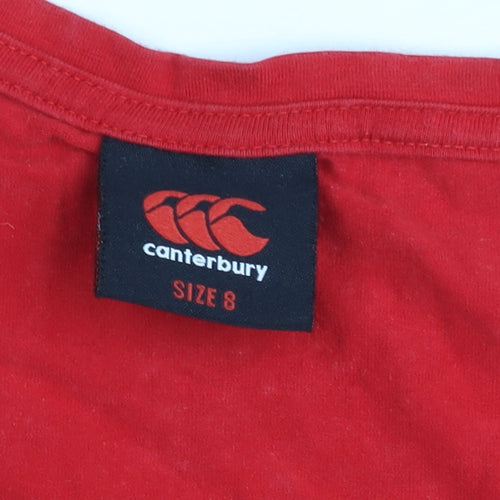 Canterbury Womens Red Size 8 Short Sleeve Sports T-Shirt