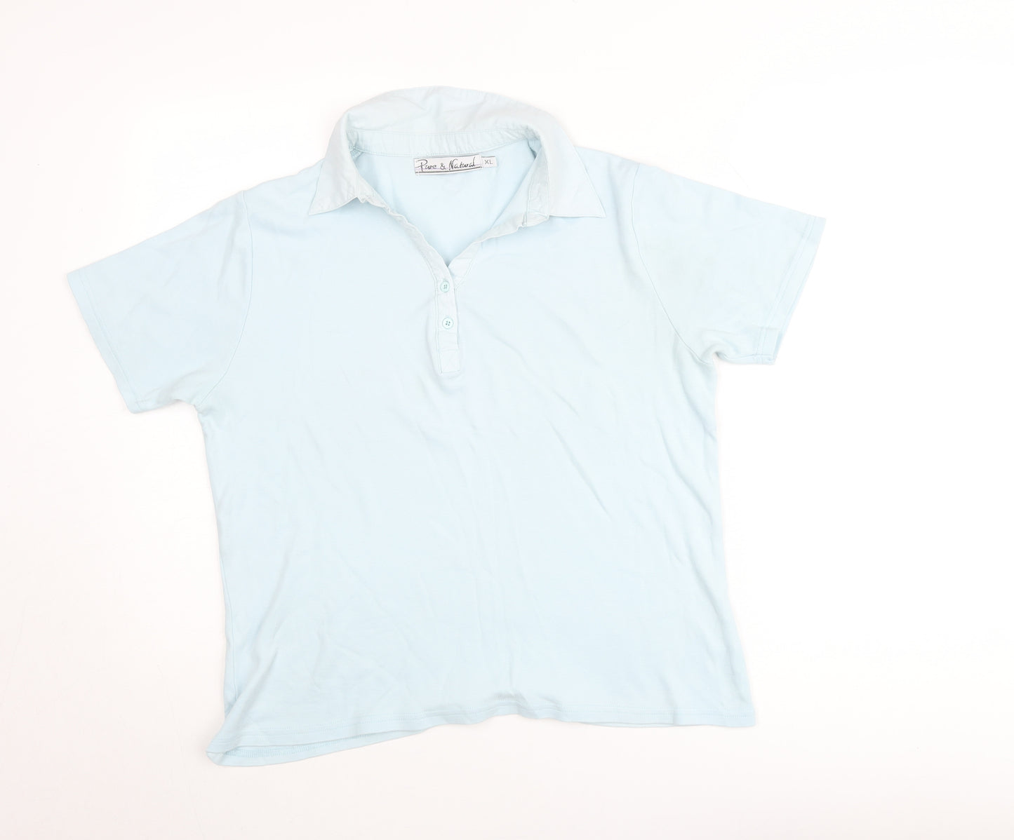 Pure & Natural Men's Blue Cotton Polo Shirt XL Short Sleeve