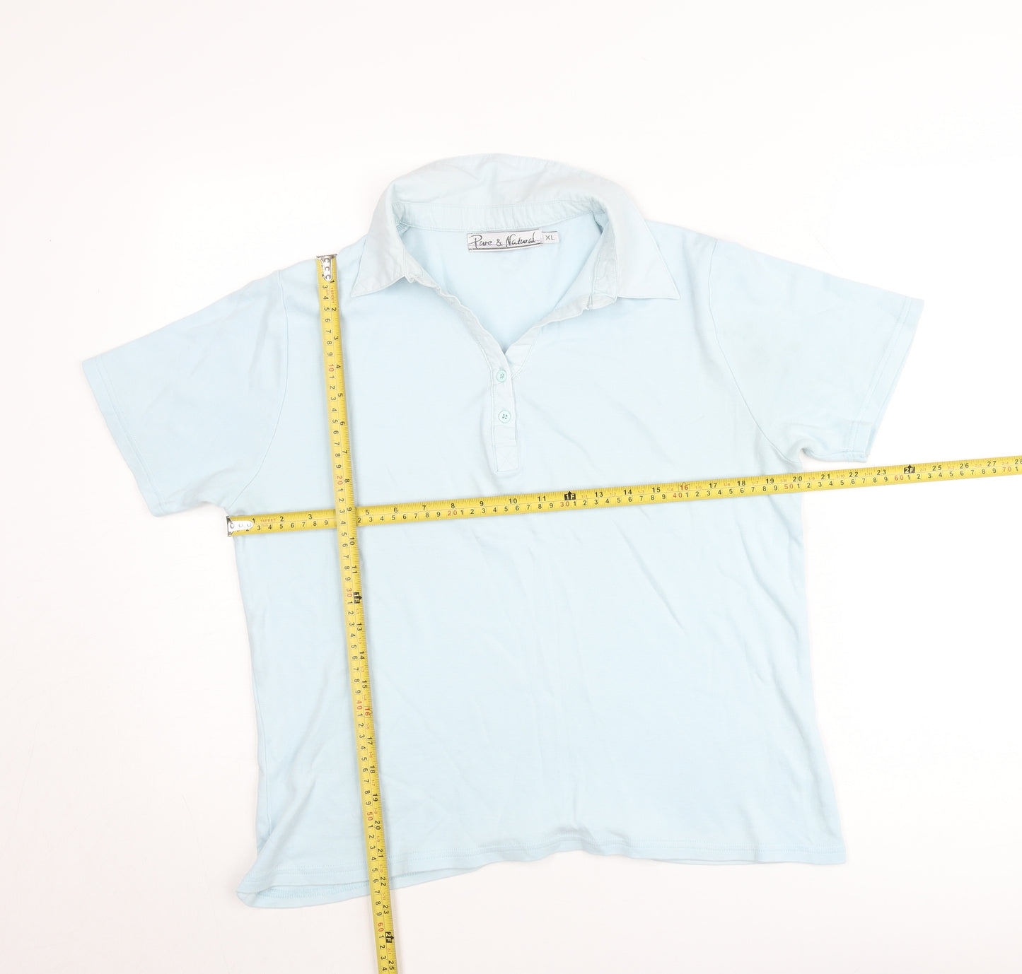 Pure & Natural Men's Blue Cotton Polo Shirt XL Short Sleeve