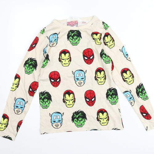 H&M Boys Beige Marvel Long Sleeve T-Shirt Size 8-10 Years