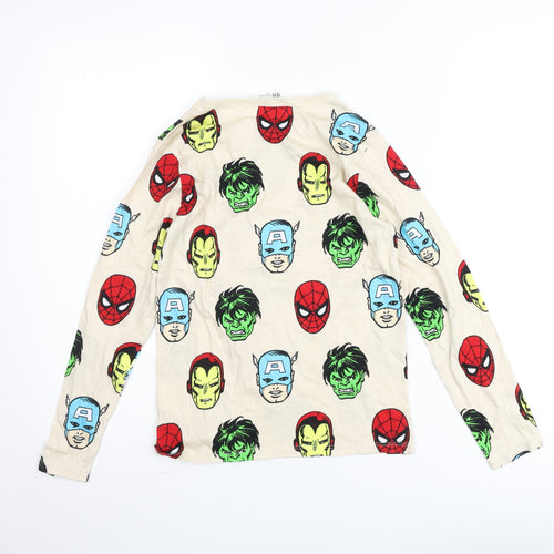 H&M Boys Beige Marvel Long Sleeve T-Shirt Size 8-10 Years