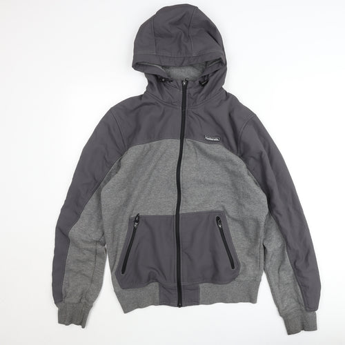 McKenzie Men’s Grey Hooded Full Zip Bomber Jacket Size M