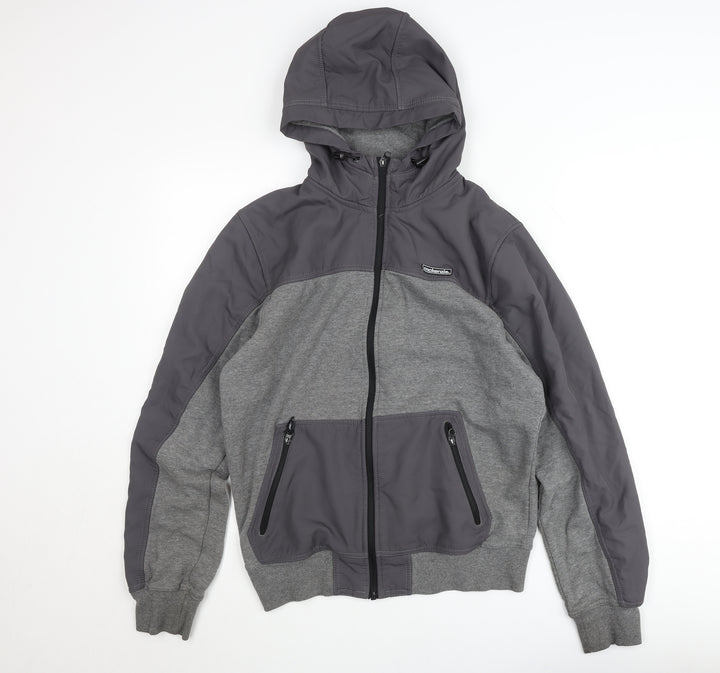 McKenzie Men’s Grey Hooded Full Zip Bomber Jacket Size M