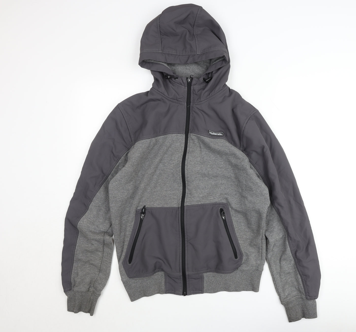 McKenzie Men’s Grey Hooded Full Zip Bomber Jacket Size M